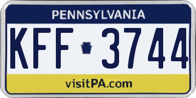 PA license plate KFF3744