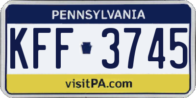 PA license plate KFF3745