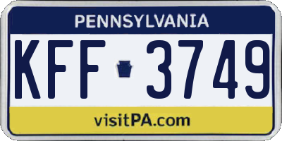 PA license plate KFF3749