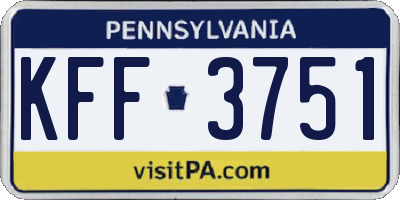 PA license plate KFF3751