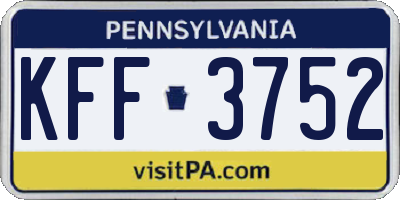 PA license plate KFF3752