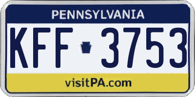 PA license plate KFF3753