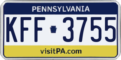 PA license plate KFF3755