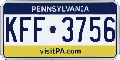 PA license plate KFF3756