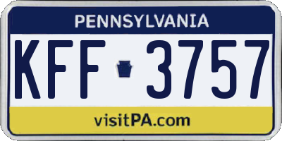 PA license plate KFF3757