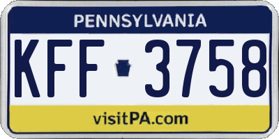 PA license plate KFF3758
