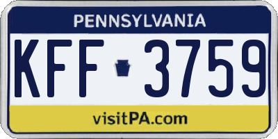 PA license plate KFF3759