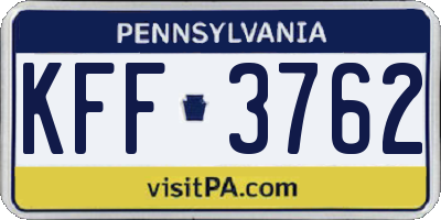 PA license plate KFF3762