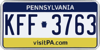 PA license plate KFF3763