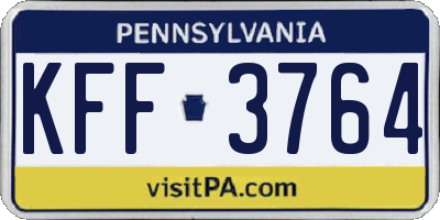 PA license plate KFF3764