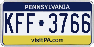 PA license plate KFF3766