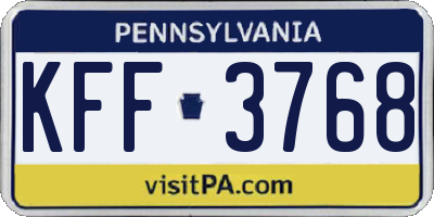 PA license plate KFF3768