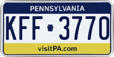 PA license plate KFF3770