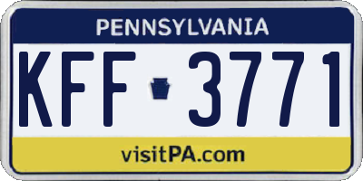 PA license plate KFF3771