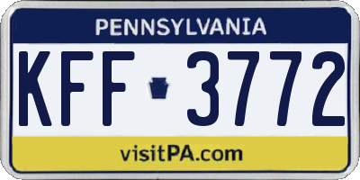 PA license plate KFF3772