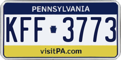 PA license plate KFF3773