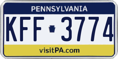 PA license plate KFF3774
