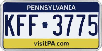 PA license plate KFF3775