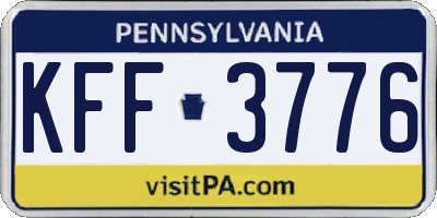 PA license plate KFF3776