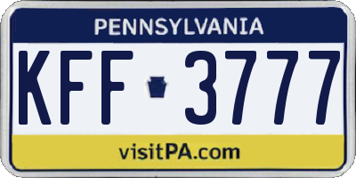 PA license plate KFF3777