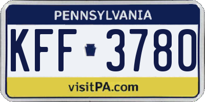 PA license plate KFF3780
