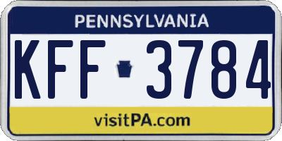 PA license plate KFF3784