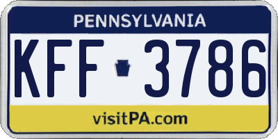 PA license plate KFF3786
