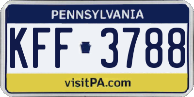 PA license plate KFF3788