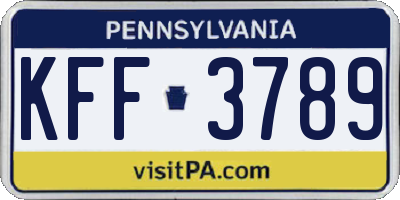 PA license plate KFF3789