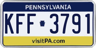 PA license plate KFF3791