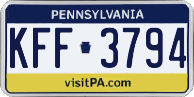 PA license plate KFF3794