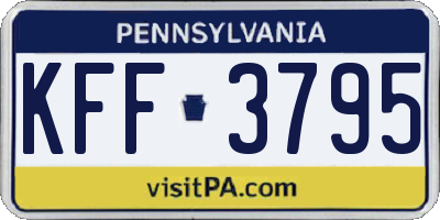 PA license plate KFF3795