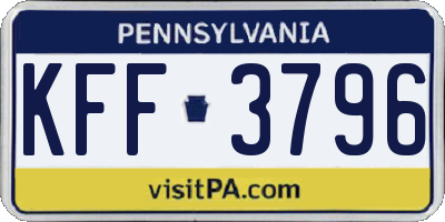 PA license plate KFF3796