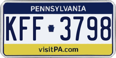 PA license plate KFF3798