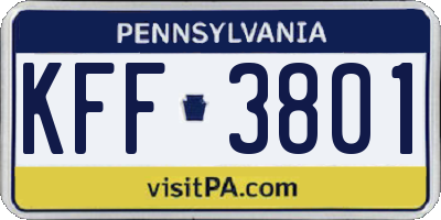 PA license plate KFF3801