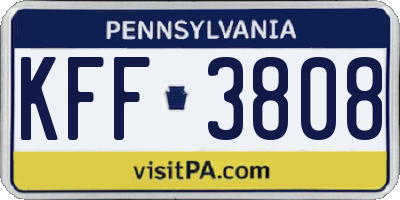 PA license plate KFF3808