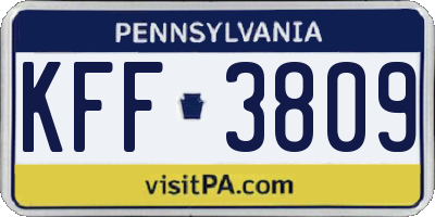 PA license plate KFF3809