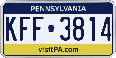 PA license plate KFF3814