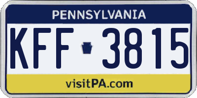 PA license plate KFF3815
