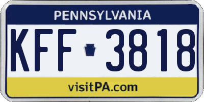 PA license plate KFF3818