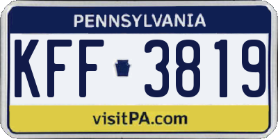 PA license plate KFF3819