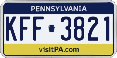 PA license plate KFF3821