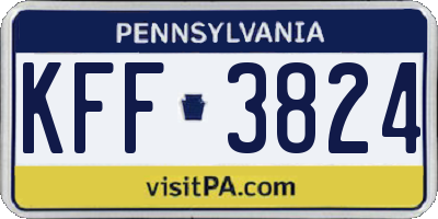 PA license plate KFF3824