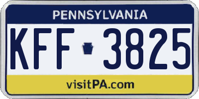 PA license plate KFF3825