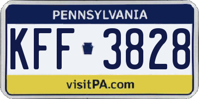 PA license plate KFF3828