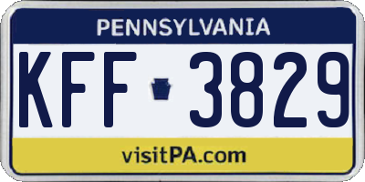 PA license plate KFF3829