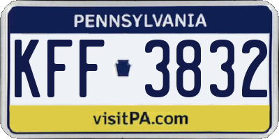 PA license plate KFF3832