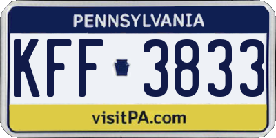 PA license plate KFF3833