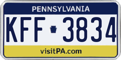 PA license plate KFF3834