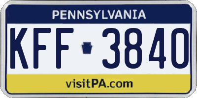 PA license plate KFF3840